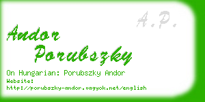 andor porubszky business card